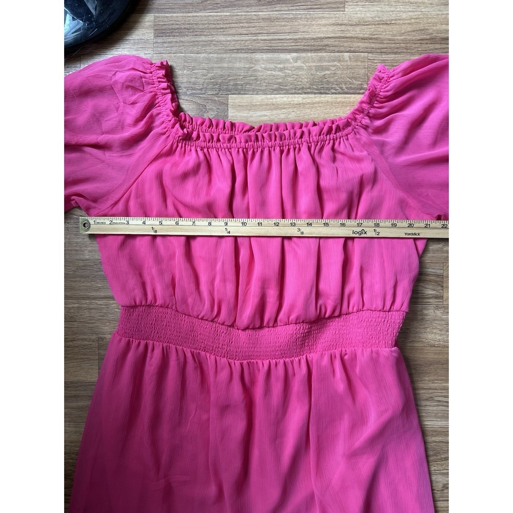 Sofia Jeans Womens Puff Sleeve Tiered Midi Dress Size XXXL Pink Chiffon Cottage - Picture 8 of 10